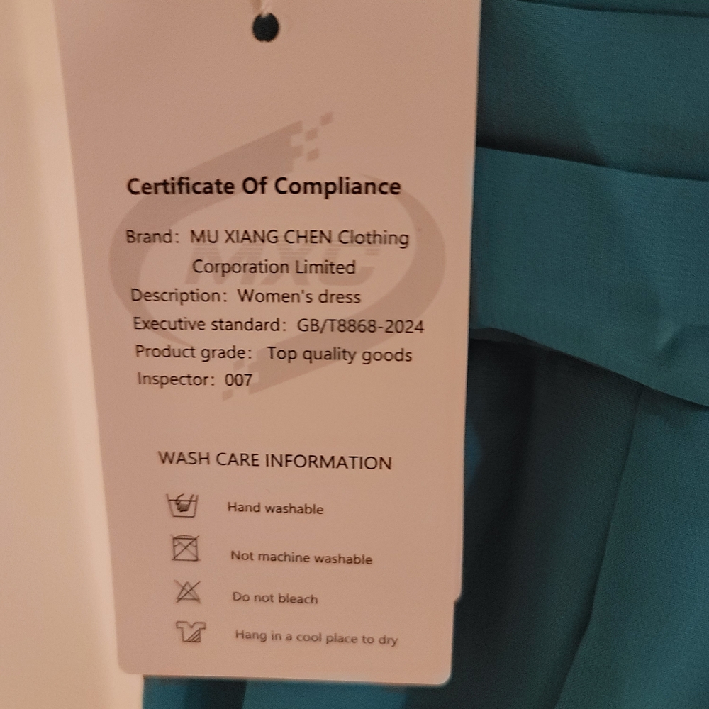 NWT MU XIANG CHEN Teal Chiffon Corseted Fit and Flare Short Dress Size 18 - Picture 3 of 16